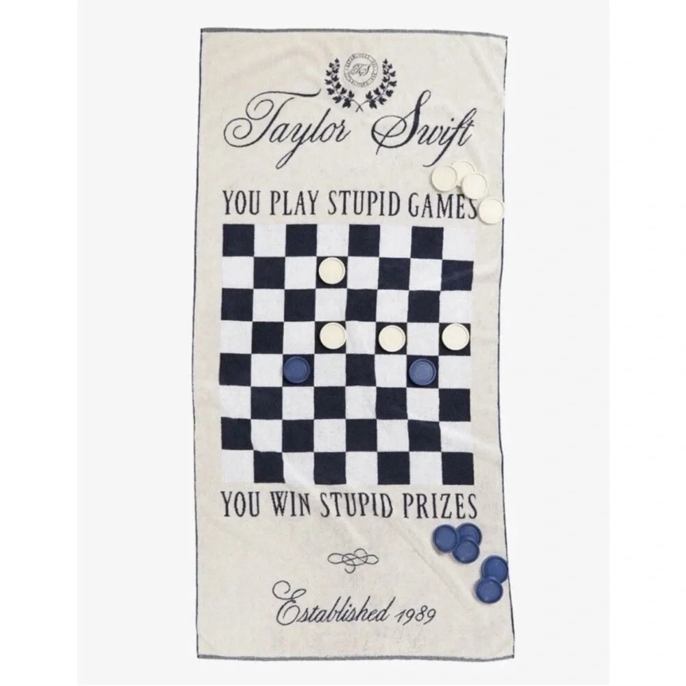 New Taylor Swift Cruel Summer Beach Towel Checkers Game Play Stupid Games